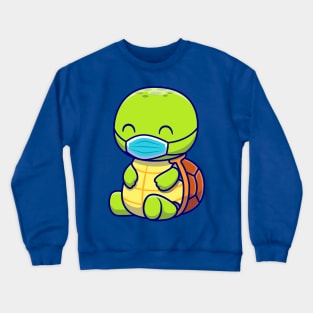 Cute Turtle Wearing Mask Cartoon Crewneck Sweatshirt